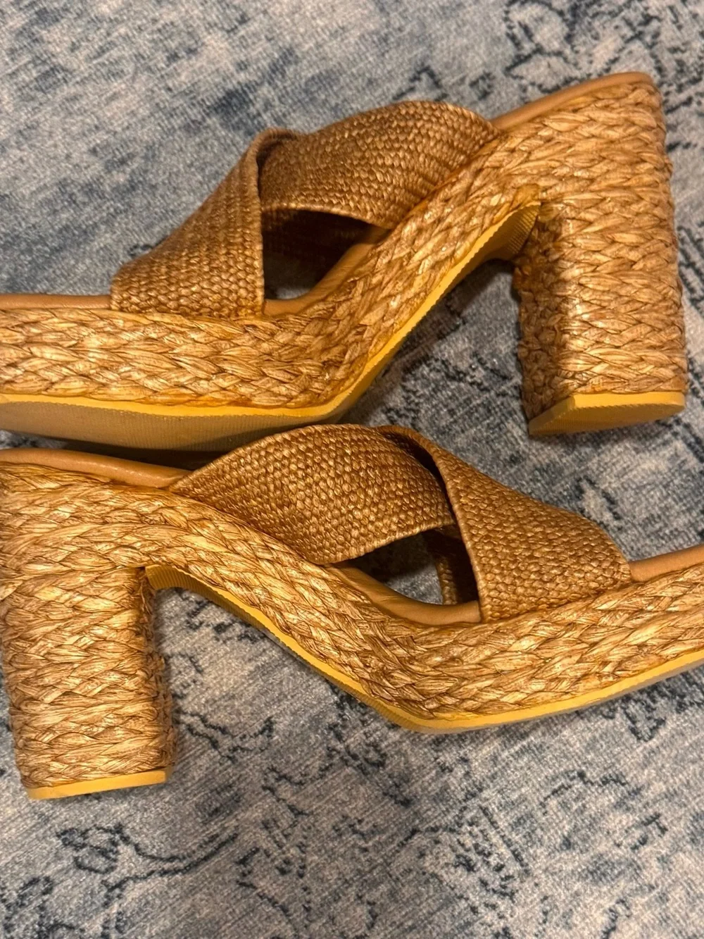 BEACH by Matisse Woven Espadrille Platform Slide Sandals - Tan 7W